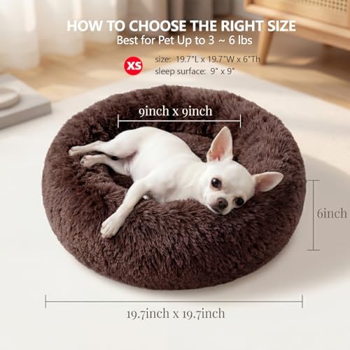 nononfish Fluffy Donut Dog Bed for Small Dogs, Cozy Round Pet Bed - Image 3