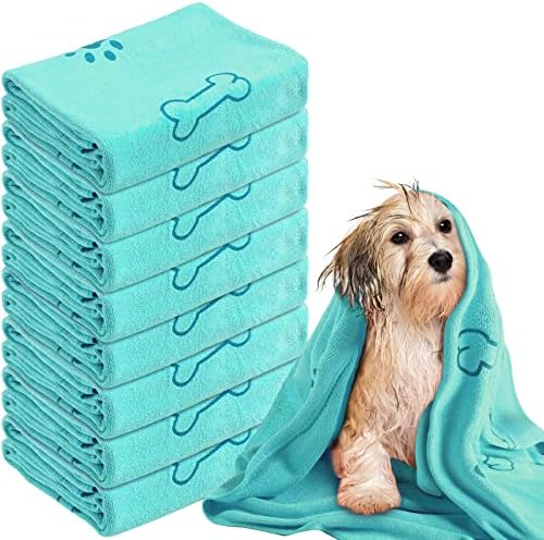 Peryiter 8 Pcs Dog Towels Pet Bath Drying Towels 55 x 28 Inches Large Absorbent by Peryiter