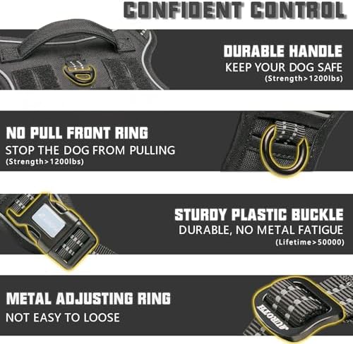 AUROTH Dog Harness for Large Dogs, No Pull Tactical Dog Vest Heavy Duty - Image 3