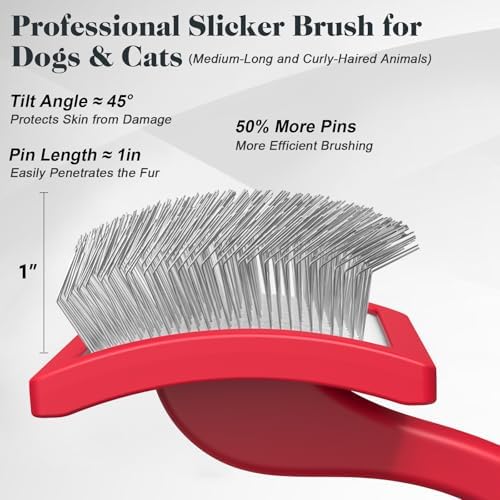 2PCS Slicker Brush for Dogs & Pet Comb, Professional Dog Grooming Brush - Image 3