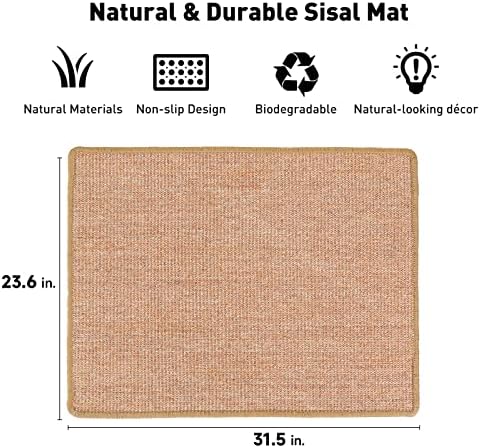 FUKUMARU Cat Scratcher Mat, 23.6 X 31.5 Inch Natural Sisal Cat Scratch Mat - Image 2
