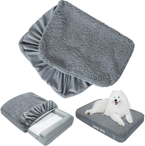 Dog Bed Covers Soft Plush Replacement Washable, 41x29 Inches, Cover Only by Moonsea