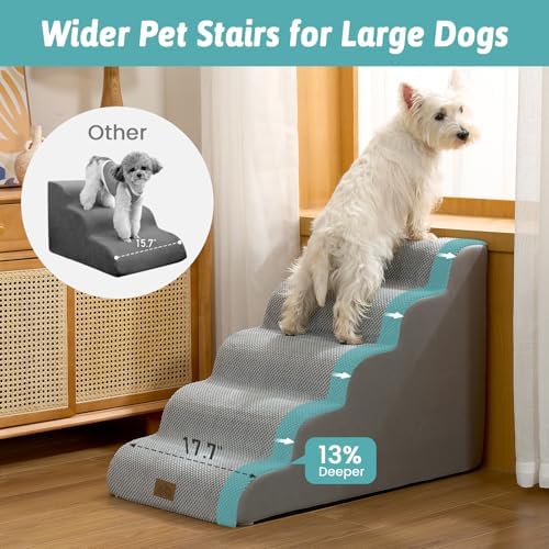 COZY KISS Wide Dog Stair for Small Dog 22.6" H, 5 Step Pet Ramp for Bed - Image 2