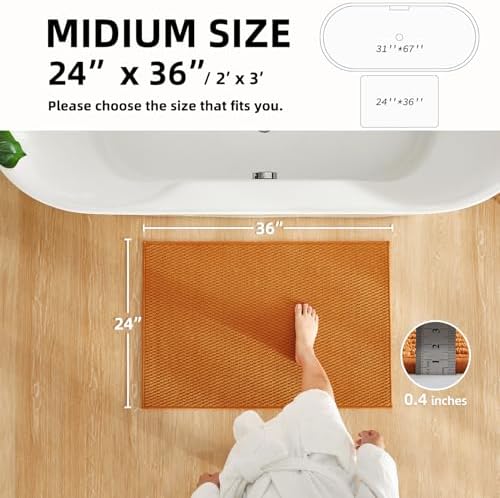 TYUU Bathroom Rugs Non Slip Washable, Super Absorbent Thin Bath Mat Quick Dry - Image 2