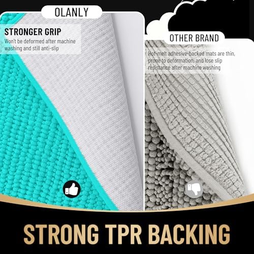 OLANLY Thick Chenille Small Bathroom Rugs 24x16, Absorbent Bath Mat - Image 5