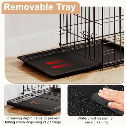 FDW | 24" Foldable Metal Dog Crate | Black | Cage - Image 4
