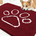 OLANLY Dog Door Mat for Muddy Paws 30x20, Paw Print Design Chenille Mud Mat by OLANLY