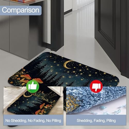 Diatomaceous Bathroom Rugs, Forest Red Mushroom Bathroom Decor, Starry Moon - Image 4