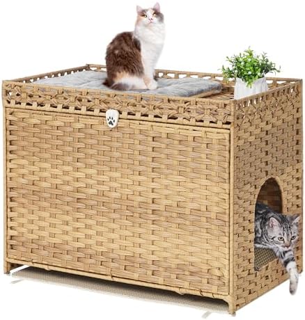 Cat Litter Box Enclosure with Door, Hidden Cat Washroom Furniture by Catlitterboxenclosure