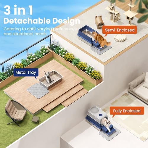 Enclosed Cat Litter Box, XL Stainless Steel Litter Box - Image 5
