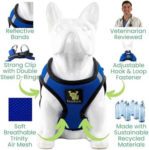 EcoBark Step in Mesh Dog Harness, Reflective Soft Vest, Royal Blue - Image 5