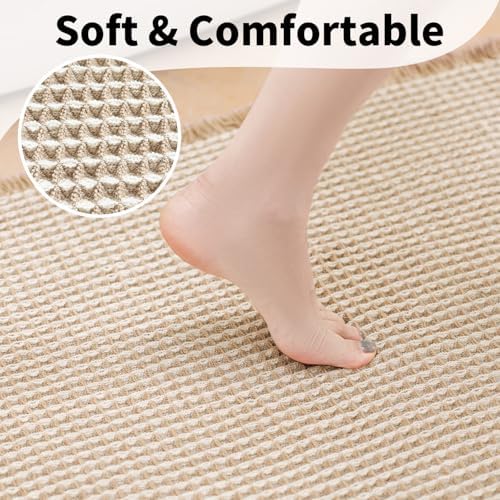 Waffle Bath Mat, Boho Bathroom Rugs Non Slip Washable - Image 3
