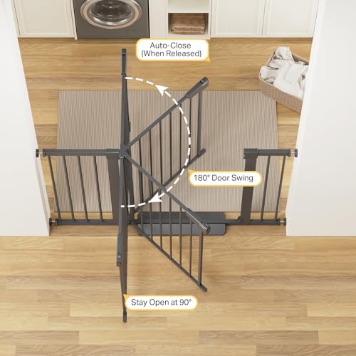 Cumbor 30-48 in Baby Gate for Stairs, Auto Close Dog Gate Indoor Cool Gray - Image 4