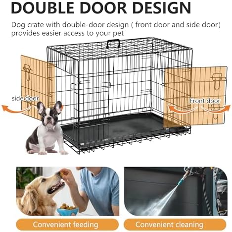 FDW | 42" Foldable Metal Dog Crate | Dark Black | Cage - Image 4