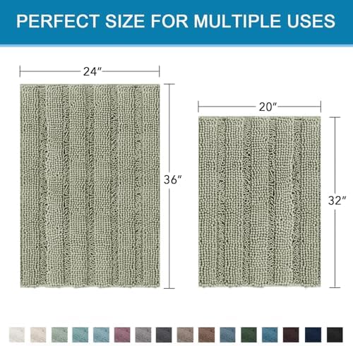 H.VERSAILTEX Bathroom Rug Sets 2 Piece Bath Mats Non Slip Thick Soft Chenille - Image 2