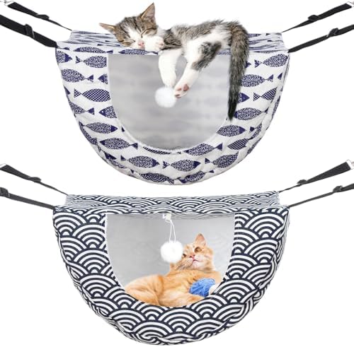 Unittype 2 Pieces Cat Cage Hammock Hanging Pet Bed, 2 Styles by Unittype