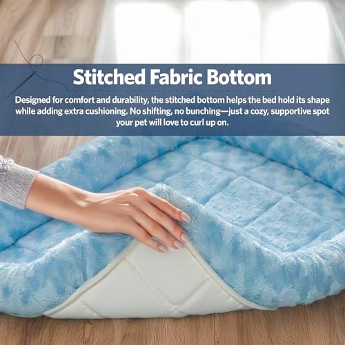 QuietTime by MidWest 24" Dog Crate Bolster Bed, Fashion Blue, Small Breeds - Image 5