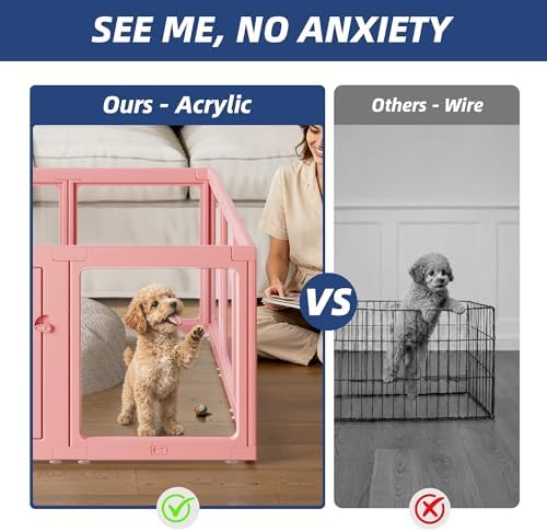 Clear Acrylic Dog Playpen Indoor Pet Pen, 12 Panels - Image 2