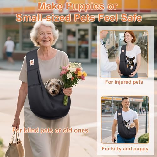 Tomkas Small Dog Cat Sling Carrier Puppy Purse Travel Wrap Soft Crossbody Pet - Image 3