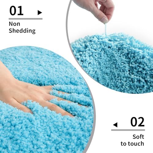 Disolla Teal Bathroom Runner Rug 24x70, Plush Extra Large Bath Mat - Image 4