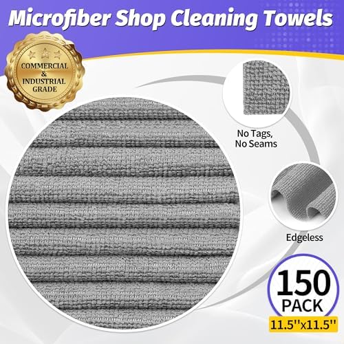 Microfiber Cleaning Cloth, 150 Pack Grey Cleaning Rags - Image 2
