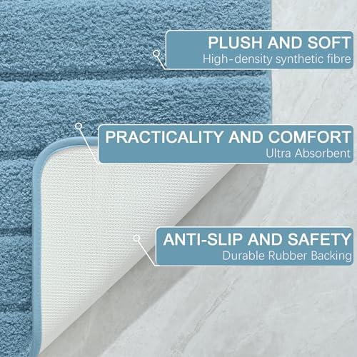 AROGAN Luxury Bathroom Rugs 24x36 Inch，Thick Bath Rug Non Slip, Aqua Blue - Image 7