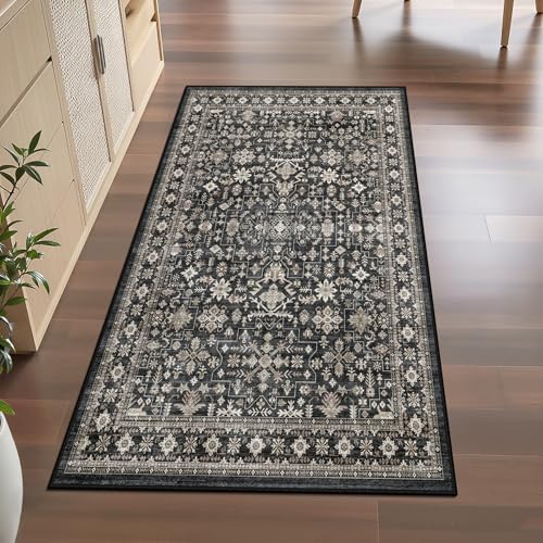 Grey Floral Hallway Runner Rug 2x10 - Image 2