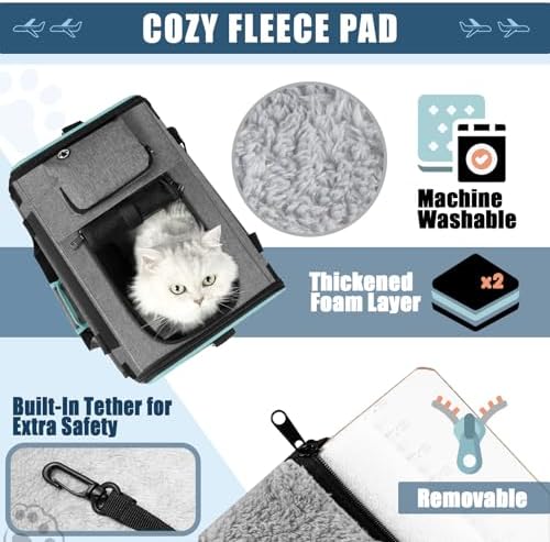 GAPZER Cat Carrier Alaska, Southwest Airline Approved TSA 17x11x9.5 Inches - Image 5