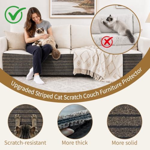 2Pack Cat Scratch Furniture Protector, Self-Adhesive Climbing Carpet Mat - Image 3