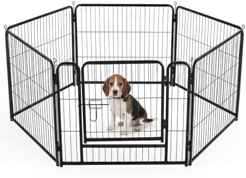 DUMOS Dog Playpen 24 Inch 6 Panels Indoor Outdoor Metal Pet Fence by DumosLifestyle