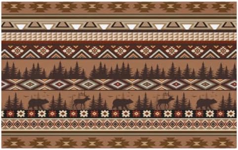 Giwawa Rustic Bear Deer Bath Rug Boho Ethnic Plush Carpet 20x32 Inch Soft by Giwawa
