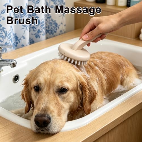 HOP Dog Bath Brush with Wooden Handle Dog Washing Brush 7.17in/18.2cm - Image 5