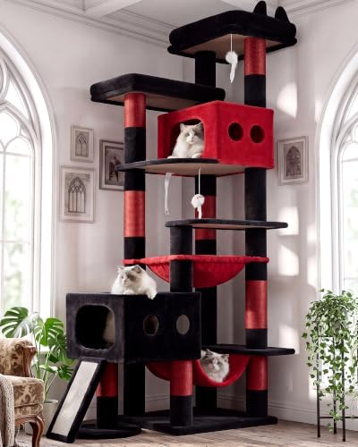 Globlazer 83inch Sturdy Gothic Multi-Level Tall Cat Tower, Blood-Goth by Globlazer