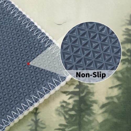 Giwawa Green Misty Forest Bath Rug Mountain Woodland Bathtub Mat Non Slip - Image 5