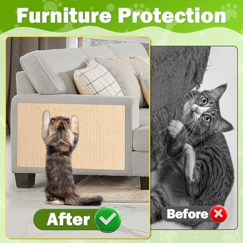 ENONCI 23.6x15.8 Cat Scratcher Mat, Self-Adhesive Cat Scratch Furniture - Image 3