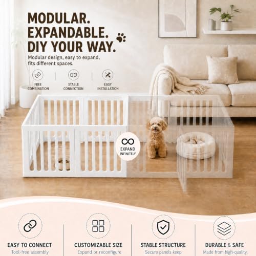 VNE Dog Playpen Indoor with Door, Portable Puppy Playpen, 8-Panel Pet Pen - Image 5