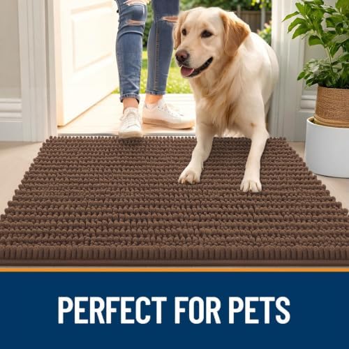 OLANLY Dog Door Mat for Muddy Paws 24x16, Ultra-Absorbent Chenille Mud Mat - Image 6