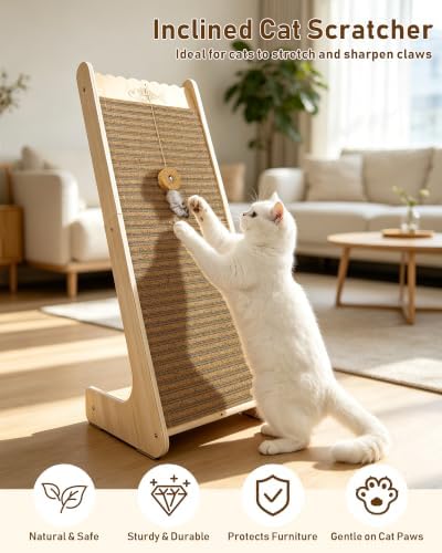 L-Shaped Cork Cat Scratcher, Vertical Scratching Post - Image 2