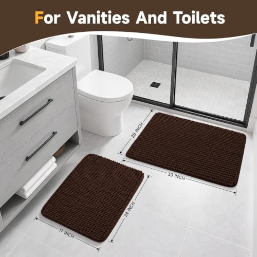 Ophanie Brown Bathroom Rugs Sets 2 Piece, Soft Chenille Bath Mat, Non Slip - Image 4