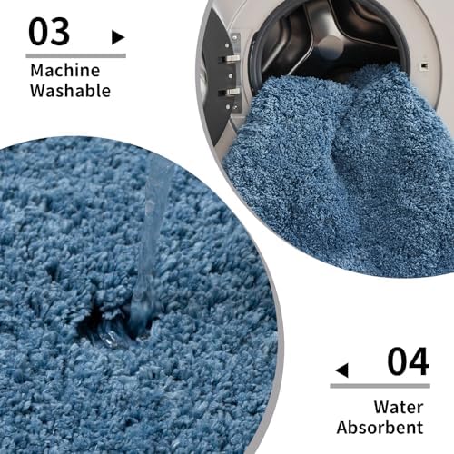 Disolla Toilet Rug 22x24 Blue, Soft Toilet Mat U-Shaped Washable - Image 6