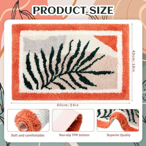 Boao Boho Bathroom Rug Non Slip, 24 x16 in - Image 2