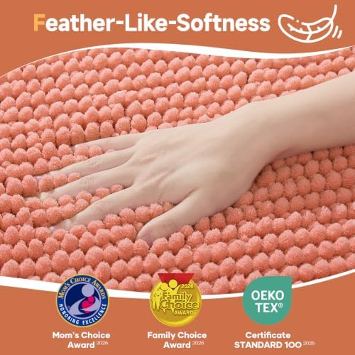 Ophanie Orange Toilet Rugs U-Shaped 24x20, Soft Chenille Contour Bath Mat - Image 3