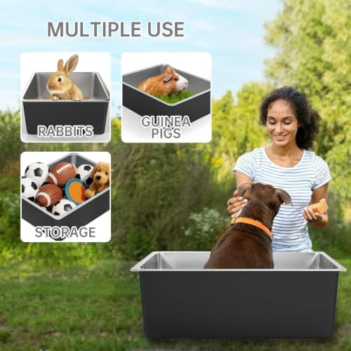 Ohtomber Large High Sided Stainless Steel Cat Litter Box - Image 7
