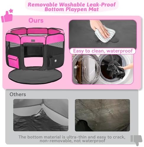 PETSFIT Portable Dog Playpen 29", Removable Waterproof Mat, Zippered Roof - Image 2