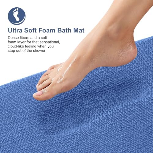 OLANLY Memory Foam Bathroom Rugs 36x24, Absorbent Bath Mat, Cornflower Blue - Image 2