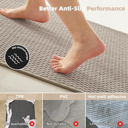 TYUU Bathroom Rugs Non Slip Washable, Super Absorbent Thin Bath Mat Quick Dry - Image 4