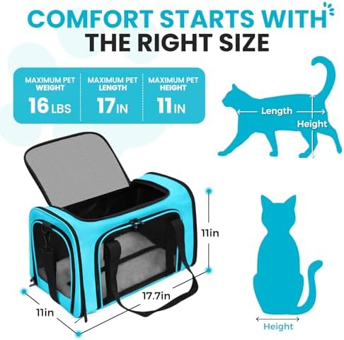 Soft-Sided Cat Carrier 18x11x11 in Expandable Travel Pet Bag 15LBS - Image 2