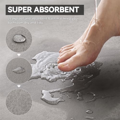 MontVoo -Bath Mat Rug-Rubber Backing Non Slip Quick Dry Absorbent Thin Bathroom - Image 2