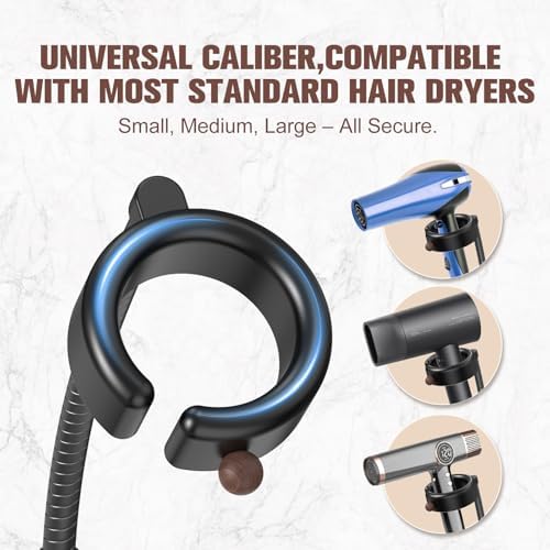 SEANCHEER Hands Free Hair Dryer Holder Wall Mount, 360° Rotating - Image 5