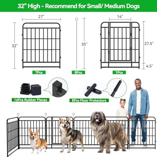 Kfvigoho Heavy Duty Dog Fence Outdoor 8 Steel Panels 32" Height - Image 4